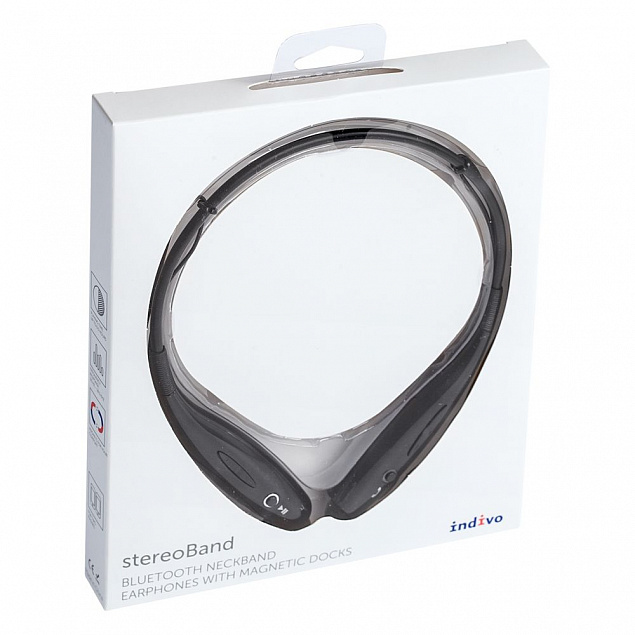 Bluetooth наушники stereoBand, черные с логотипом в Волгограде заказать по выгодной цене в кибермаркете AvroraStore