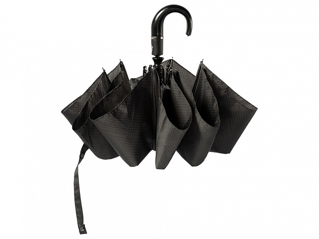 Складной зонт Horton Black с логотипом в Волгограде заказать по выгодной цене в кибермаркете AvroraStore