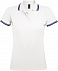 Рубашка поло женская PASADENA WOMEN 200 с контрастной отделкой, белая с синим с логотипом в Волгограде заказать по выгодной цене в кибермаркете AvroraStore