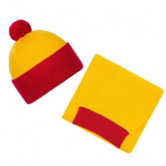 Шапка Snappy, желтая с красным с логотипом в Волгограде заказать по выгодной цене в кибермаркете AvroraStore