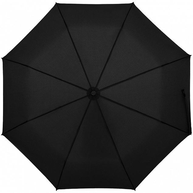 Зонт складной Clevis с ручкой-карабином, черный с логотипом в Волгограде заказать по выгодной цене в кибермаркете AvroraStore