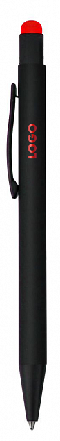 Ручка шариковая Raven (черная с красным) с логотипом в Волгограде заказать по выгодной цене в кибермаркете AvroraStore