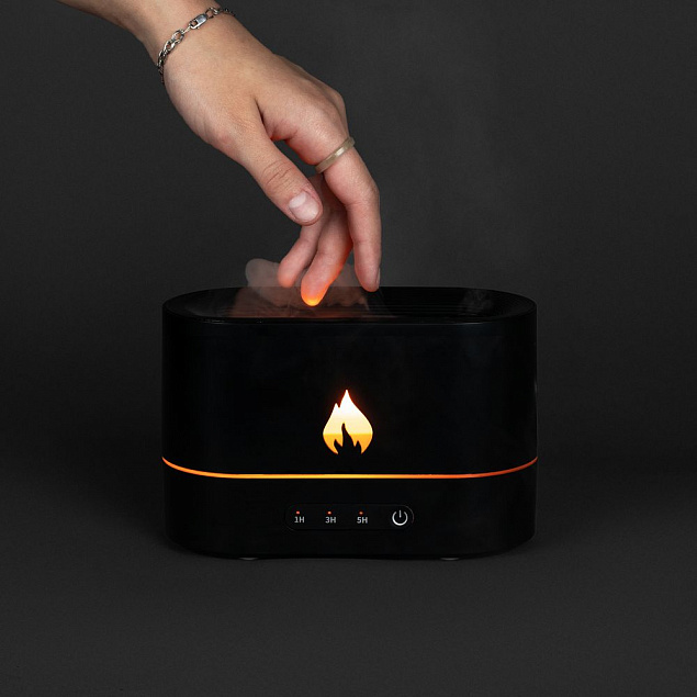 Увлажнитель-ароматизатор с имитацией пламени Fuego, черный с логотипом в Волгограде заказать по выгодной цене в кибермаркете AvroraStore