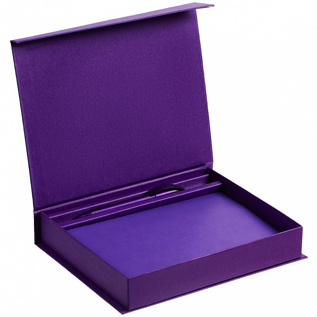 Коробка Duo под ежедневник и ручку, фиолетовая с логотипом в Волгограде заказать по выгодной цене в кибермаркете AvroraStore