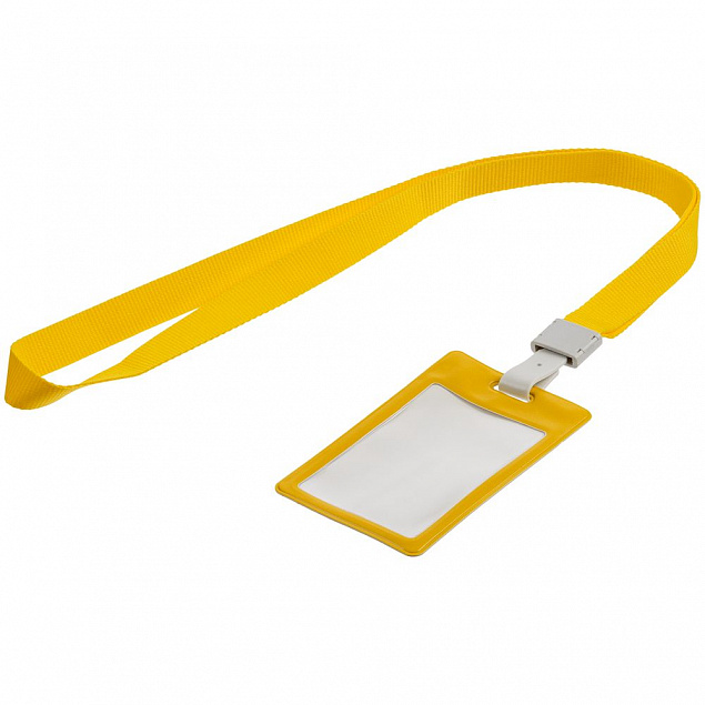 Карман для бейджа с лентой Staff, желтый с логотипом в Волгограде заказать по выгодной цене в кибермаркете AvroraStore