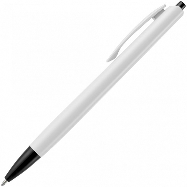 Ручка шариковая Tick, белая с черным с логотипом в Волгограде заказать по выгодной цене в кибермаркете AvroraStore