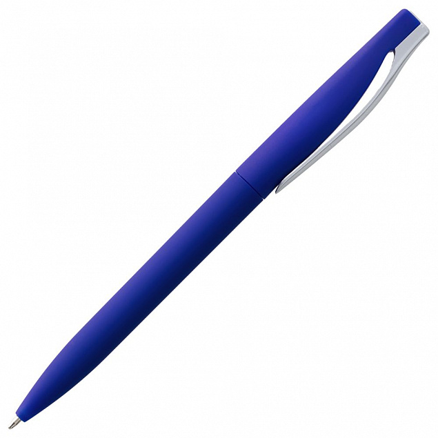 Ручка шариковая Pin Soft Touch, синяя с логотипом в Волгограде заказать по выгодной цене в кибермаркете AvroraStore