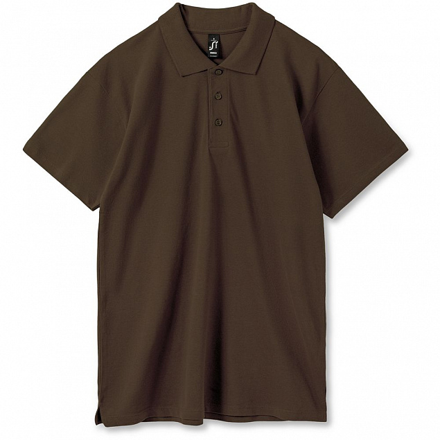Рубашка поло мужская SUMMER 170, темно-коричневая (шоколад) с логотипом в Волгограде заказать по выгодной цене в кибермаркете AvroraStore