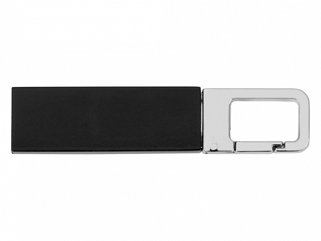 Флеш-карта USB 2.0 16 Gb с карабином Hook, черный/серебристый с логотипом в Волгограде заказать по выгодной цене в кибермаркете AvroraStore