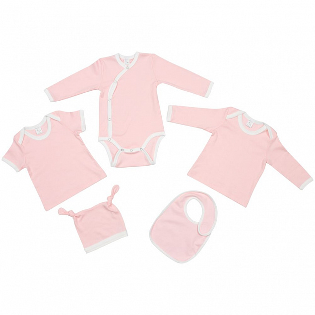 Боди детское Baby Prime, розовое с молочно-белым с логотипом в Волгограде заказать по выгодной цене в кибермаркете AvroraStore