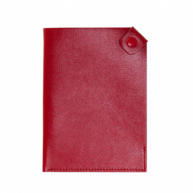 Чехол для паспорта PURE 140*90 мм., застежка на кнопке, натуральная кожа (фактурная), красный с логотипом в Волгограде заказать по выгодной цене в кибермаркете AvroraStore