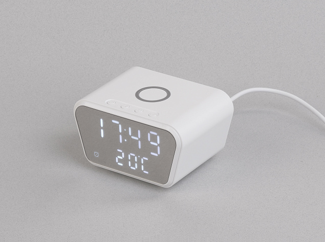 Настольные часы "Smart Clock" с беспроводным (15W) зарядным устройством, будильником и термометром с логотипом в Волгограде заказать по выгодной цене в кибермаркете AvroraStore