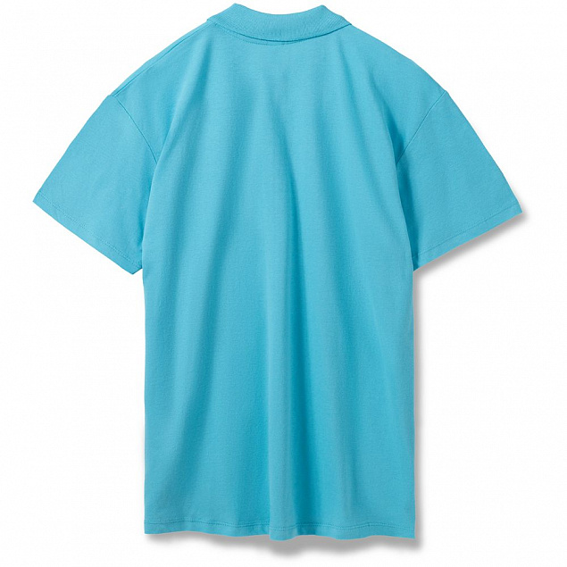 Рубашка поло мужская SUMMER 170, бирюзовая с логотипом в Волгограде заказать по выгодной цене в кибермаркете AvroraStore