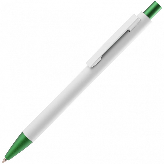 Ручка шариковая Chromatic White, белая с зеленым с логотипом в Волгограде заказать по выгодной цене в кибермаркете AvroraStore
