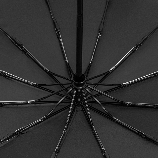 Зонт складной Fiber Magic Major, черный с логотипом в Волгограде заказать по выгодной цене в кибермаркете AvroraStore