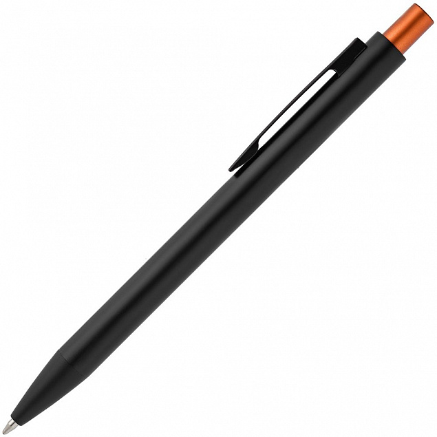 Ручка шариковая Chromatic, черная с оранжевым с логотипом в Волгограде заказать по выгодной цене в кибермаркете AvroraStore