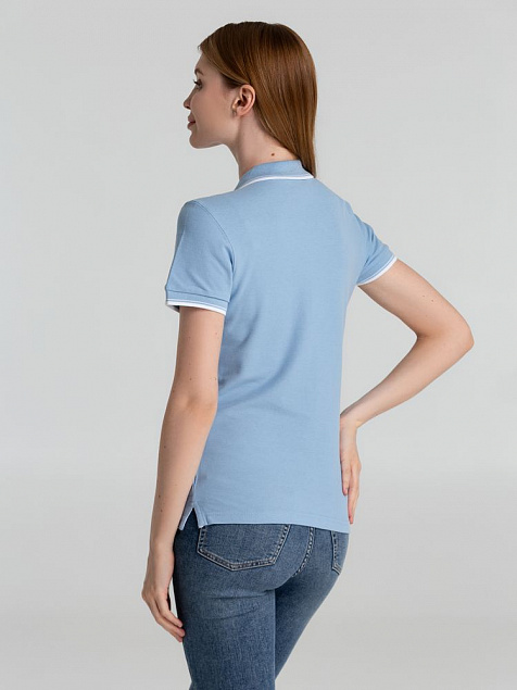 Рубашка поло женская Practice women 270, голубая с белым с логотипом в Волгограде заказать по выгодной цене в кибермаркете AvroraStore