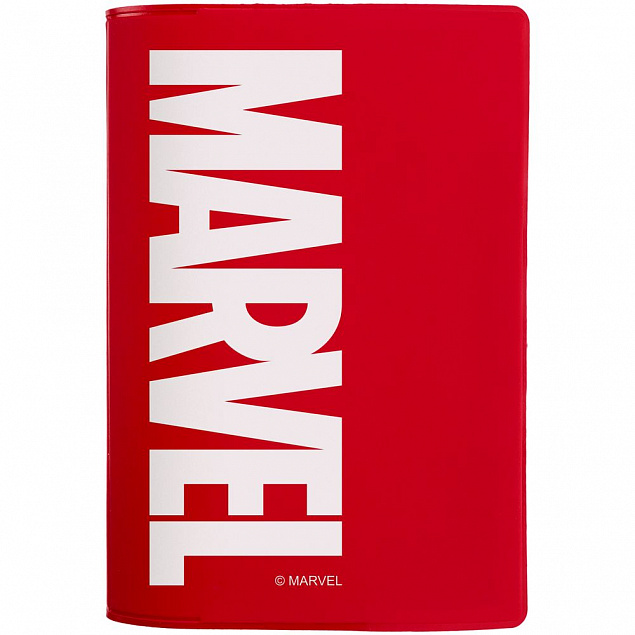 Обложка для паспорта Marvel, красная с логотипом в Волгограде заказать по выгодной цене в кибермаркете AvroraStore