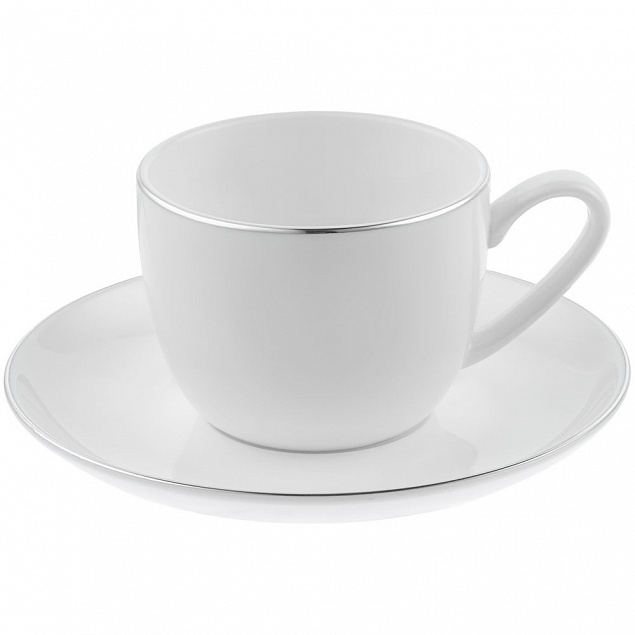 Кофейная пара Mansion Select, белая с серебристой отводкой с логотипом в Волгограде заказать по выгодной цене в кибермаркете AvroraStore