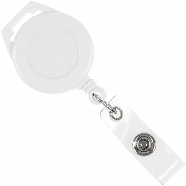 Ретрактор Attach с ушком для ленты ver.2, белый с логотипом в Волгограде заказать по выгодной цене в кибермаркете AvroraStore