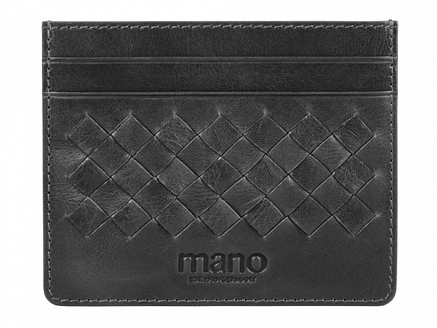 Портмоне для кредитных карт Mano Don Luca, натуральная кожа в черном цвете, 10,3 х 8,3 см с логотипом в Волгограде заказать по выгодной цене в кибермаркете AvroraStore