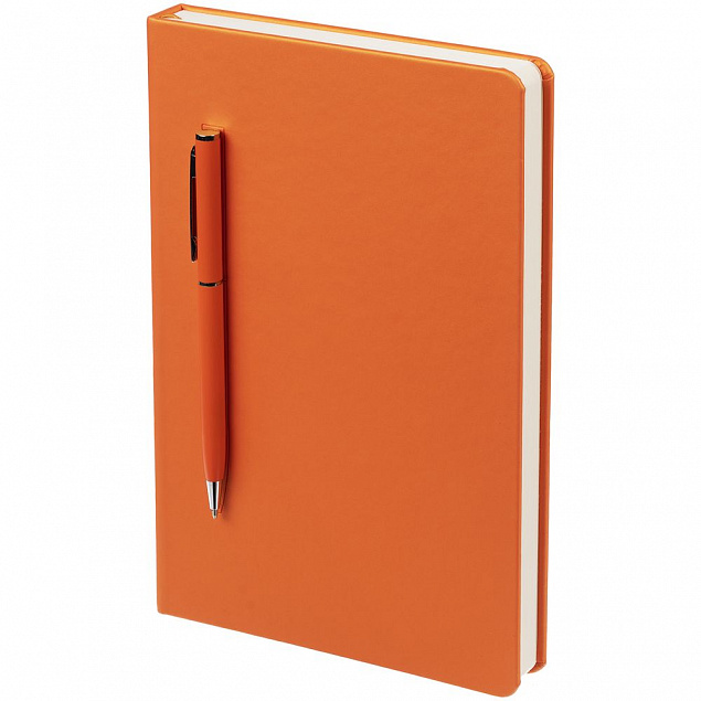 Ежедневник Magnet Shall с ручкой, оранжевый с логотипом в Волгограде заказать по выгодной цене в кибермаркете AvroraStore
