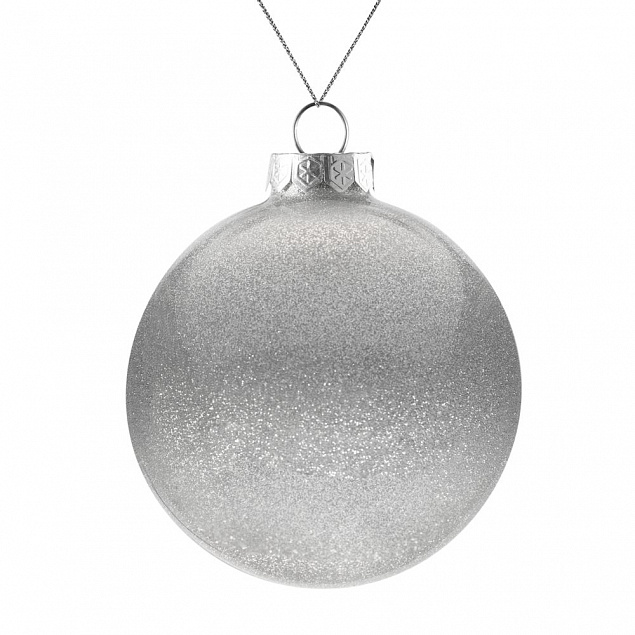 Елочный шар Finery Gloss, 10 см, глянцевый серебристый с глиттером с логотипом в Волгограде заказать по выгодной цене в кибермаркете AvroraStore