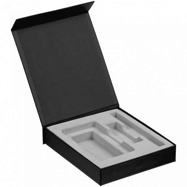 Коробка Latern для аккумулятора 5000 мАч, флешки и ручки, черная с логотипом в Волгограде заказать по выгодной цене в кибермаркете AvroraStore