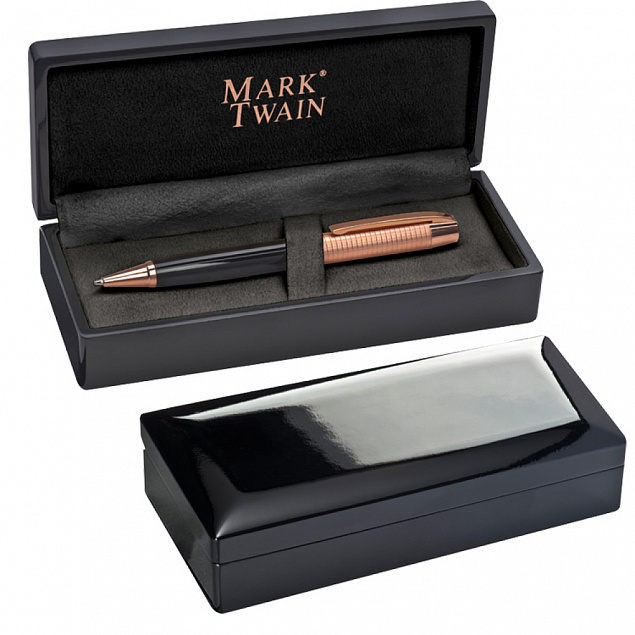 Шариковая ручка Mark Twain, черная с логотипом в Волгограде заказать по выгодной цене в кибермаркете AvroraStore