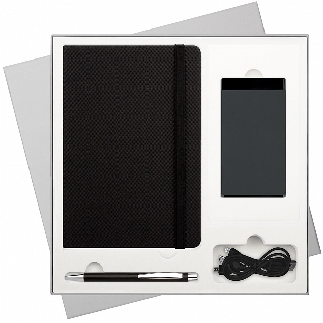 Подарочный набор Portobello/Canyon BtoBook черный (Ежедневник недат А5, Ручка, Power Bank) с логотипом в Волгограде заказать по выгодной цене в кибермаркете AvroraStore