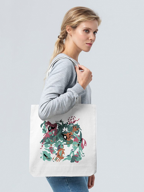 Холщовая сумка Floral, молочно-белая с логотипом в Волгограде заказать по выгодной цене в кибермаркете AvroraStore
