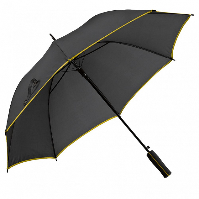 Зонт-трость Jenna, черный с желтым с логотипом в Волгограде заказать по выгодной цене в кибермаркете AvroraStore