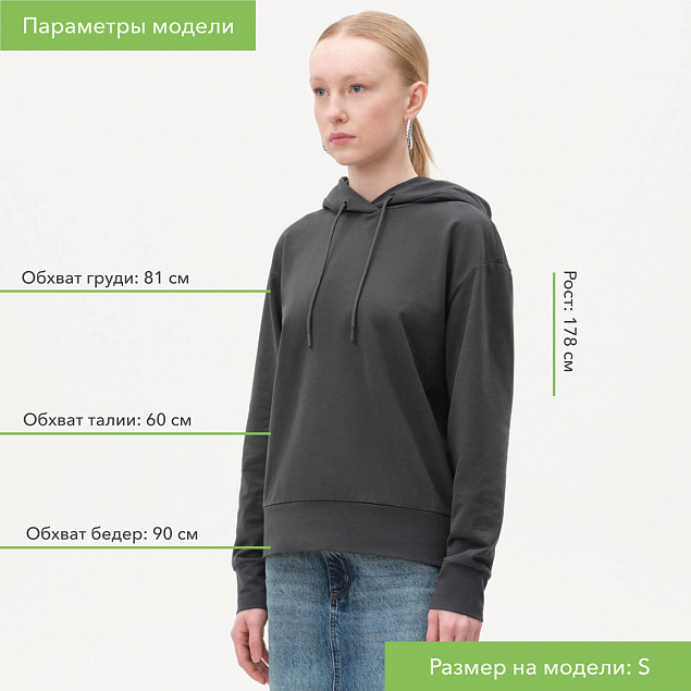 Худи с капюшоном  ALEX , антрацит, размер XXL с логотипом в Волгограде заказать по выгодной цене в кибермаркете AvroraStore