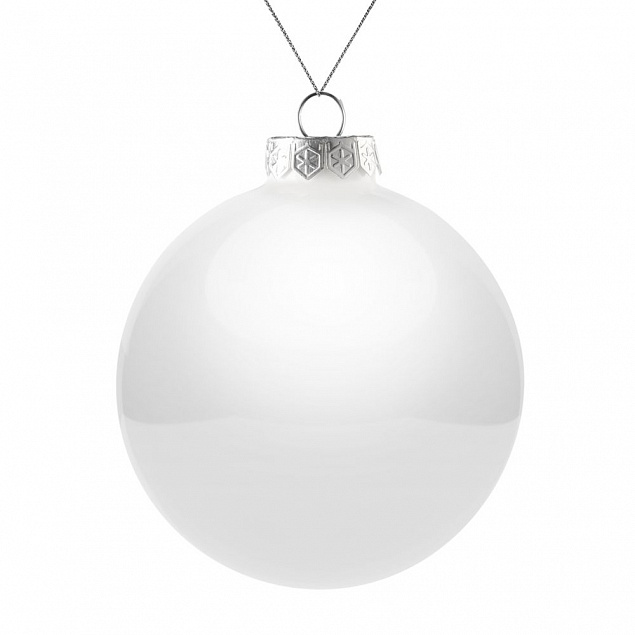 Елочный шар Finery Gloss, 10 см, глянцевый белый с логотипом в Волгограде заказать по выгодной цене в кибермаркете AvroraStore