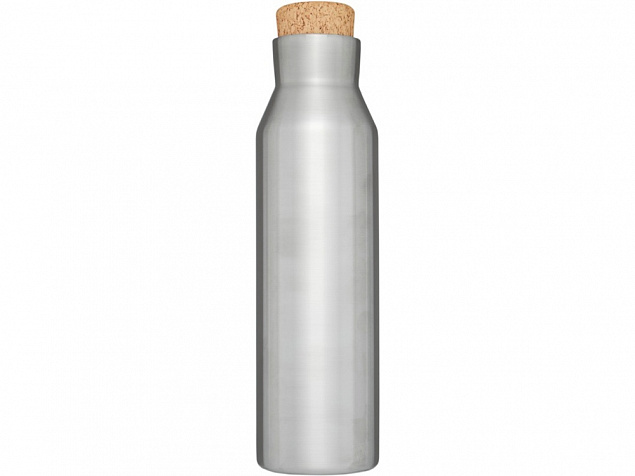 Вакуумная изолированная бутылка с пробкой, серебристый с логотипом в Волгограде заказать по выгодной цене в кибермаркете AvroraStore