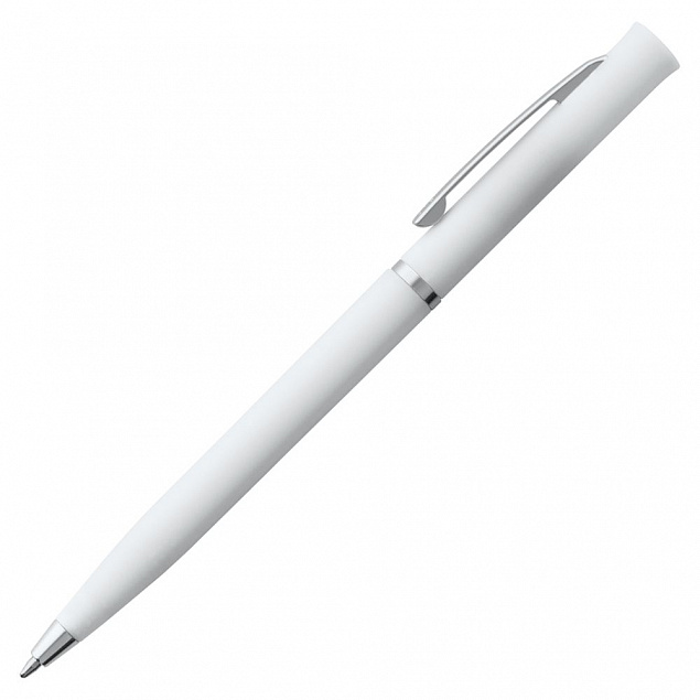 Ручка шариковая Euro Chrome, белая с логотипом в Волгограде заказать по выгодной цене в кибермаркете AvroraStore