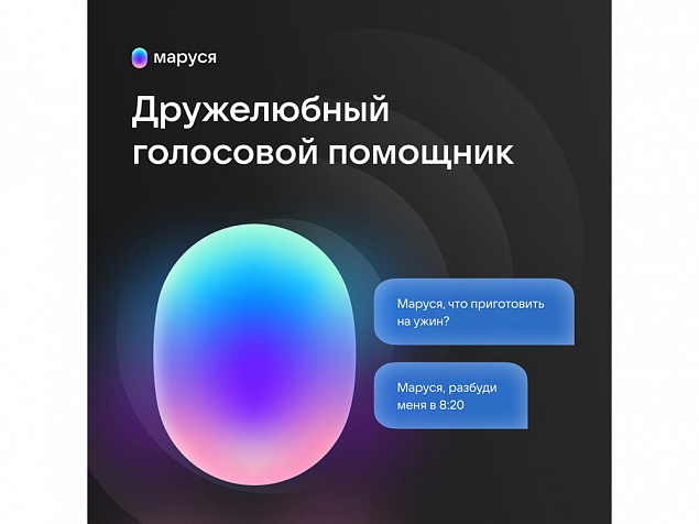 Умная колонка «Капсула» с голосовым помощником Марусей с логотипом в Волгограде заказать по выгодной цене в кибермаркете AvroraStore