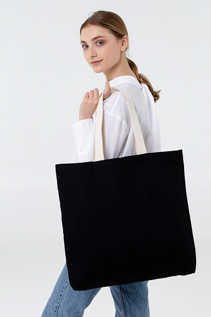 Холщовая сумка Shelty, черная с логотипом в Волгограде заказать по выгодной цене в кибермаркете AvroraStore