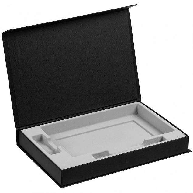 Коробка Silk с ложементом под ежедневник, флешку и ручку, черная с логотипом в Волгограде заказать по выгодной цене в кибермаркете AvroraStore