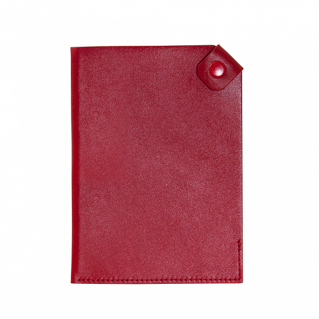 Чехол для паспорта PURE 140*90 мм., застежка на кнопке, натуральная кожа (гладкая), красный с логотипом в Волгограде заказать по выгодной цене в кибермаркете AvroraStore