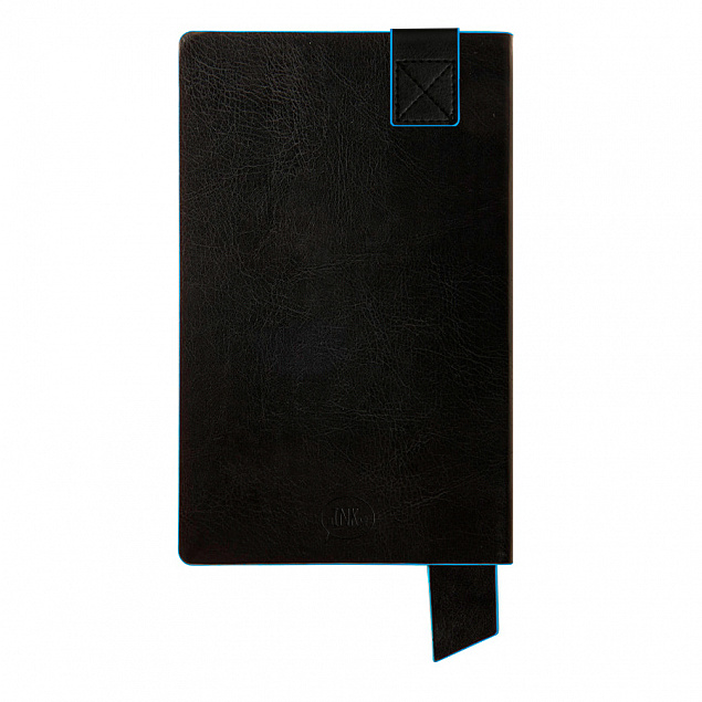 Бизнес-блокнот "Trendi", 130*210 мм, черно-голубой, мягкая обложка, в линейку с логотипом в Волгограде заказать по выгодной цене в кибермаркете AvroraStore
