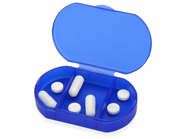 Футляр для таблеток и витаминов Личный фармацевт, синий с логотипом в Волгограде заказать по выгодной цене в кибермаркете AvroraStore