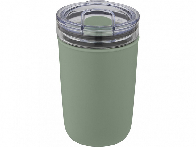 Bello, стеклянная кружка объемом 420 мл с внешней стенкой из переработанного пластика, зеленый яркий с логотипом в Волгограде заказать по выгодной цене в кибермаркете AvroraStore