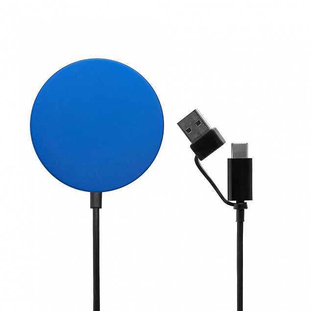 Магнитное зарядное устройство Cooper Rond, 15 Вт, синее с логотипом в Волгограде заказать по выгодной цене в кибермаркете AvroraStore