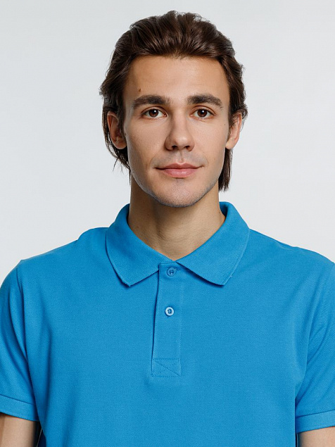 Рубашка поло мужская Virma Premium, бирюзовая с логотипом в Волгограде заказать по выгодной цене в кибермаркете AvroraStore