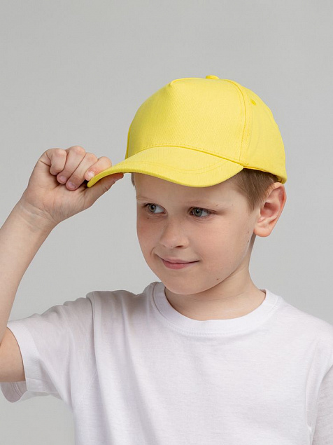Бейсболка детская Standard Kids, желтая с логотипом в Волгограде заказать по выгодной цене в кибермаркете AvroraStore