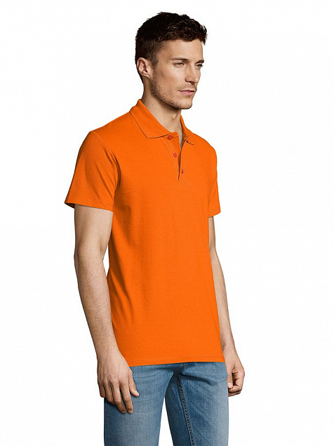 Рубашка поло мужская SUMMER 170, оранжевая с логотипом в Волгограде заказать по выгодной цене в кибермаркете AvroraStore