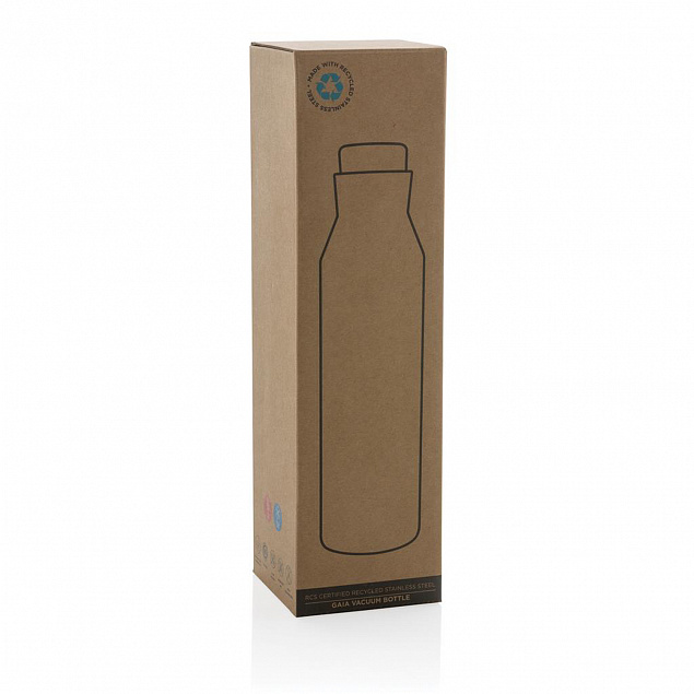 Вакуумная бутылка Gaia из переработанной нержавеющей стали RCS, 600 мл с логотипом в Волгограде заказать по выгодной цене в кибермаркете AvroraStore
