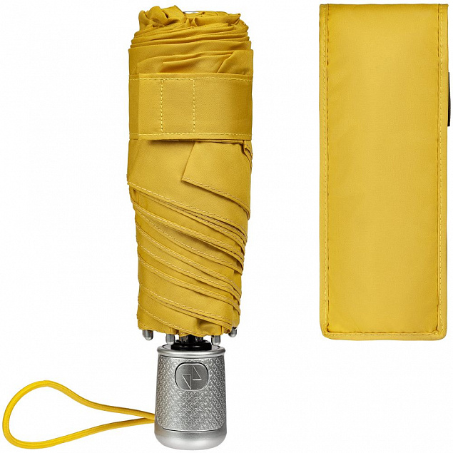 Складной зонт Alu Drop S, 4 сложения, автомат, желтый (горчичный) с логотипом в Волгограде заказать по выгодной цене в кибермаркете AvroraStore