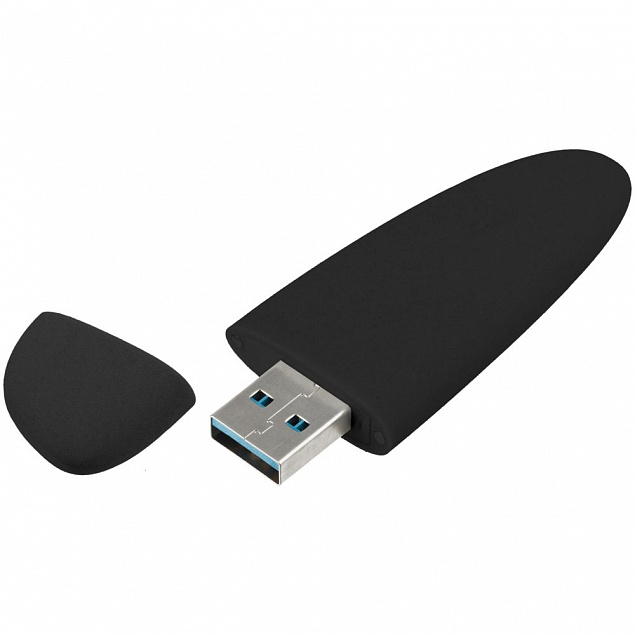 Флешка Pebble, черная, USB 3.0, 16 Гб с логотипом в Волгограде заказать по выгодной цене в кибермаркете AvroraStore